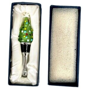 Bottle Wine Beverage Stopper Christmas Tree W/Box Vintage